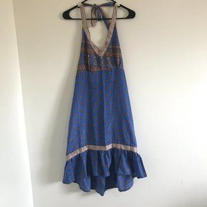 100% Silk Boho Halter Dress w. Pattern and Tie Top